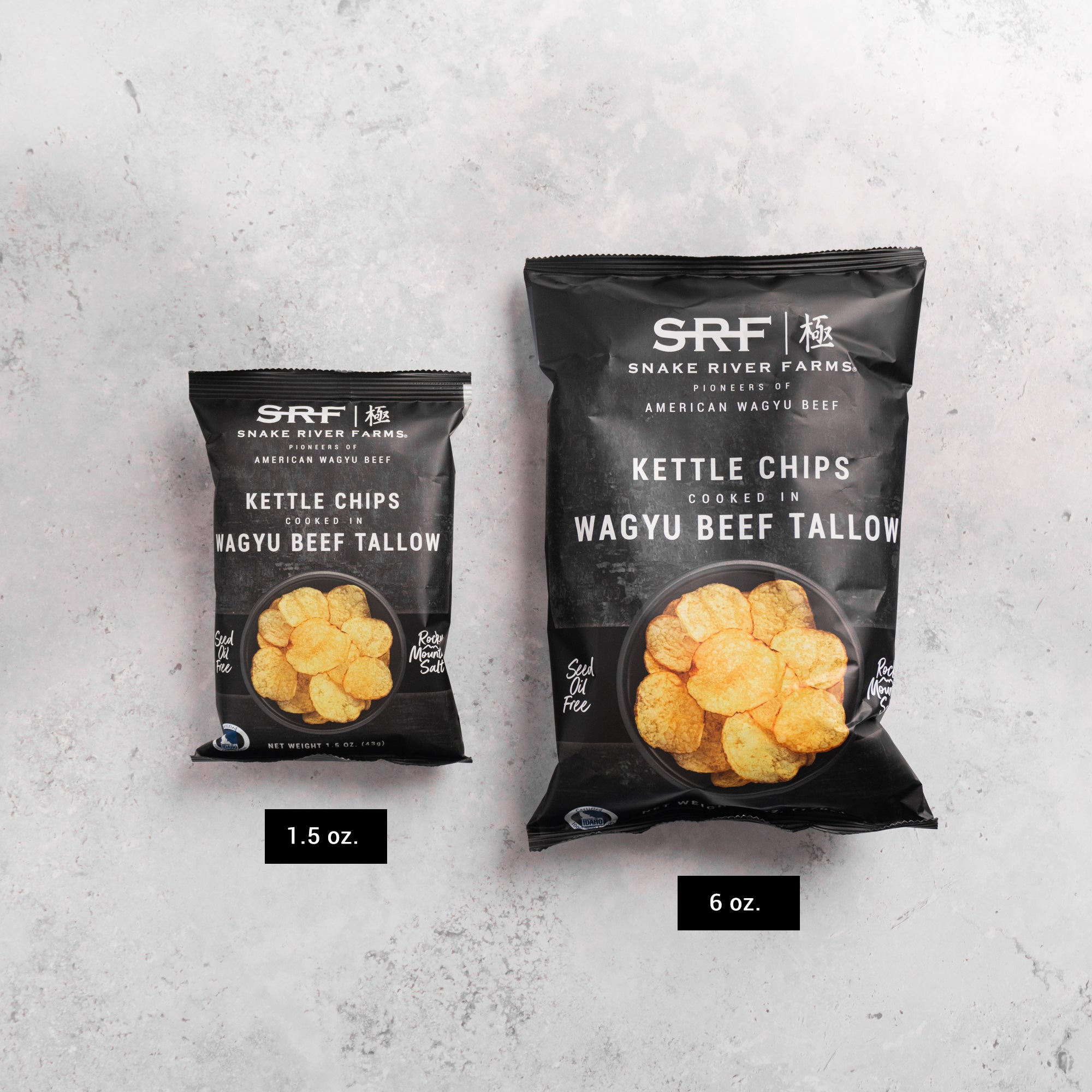 Wagyu Beef Tallow Kettle Chips 1.5 oz Bags - 12 Pack